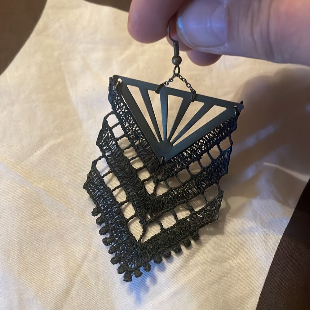 Delicate Unique Chevron Design Silk Earrings - image 6